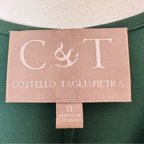 C&T Costello TAGLIAPIETRA Green V-Neck Sleeveless Wrap Dress Mini Boho Emerald - Picture 5 of 7